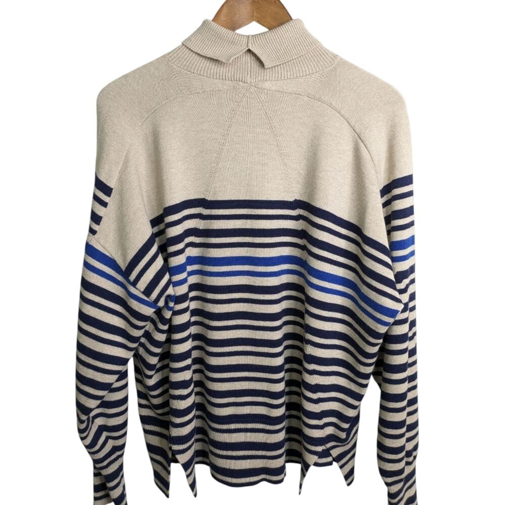 Rag & Bone Ann Sweater Large Striped Oatmeal Cotton Cashmere Luxe Quiet Luxury - Picture 8 of 12